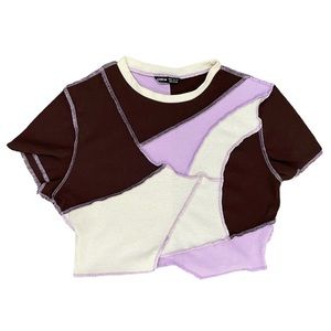 Color block textured crop top